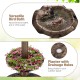Lotus leaf-shaped bird bath and feeder combo in bronze, featuring a planter with drainage holes for outdoor vitality.